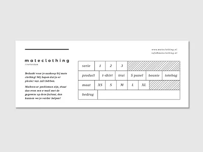 Receipt mate clothing clothing design logo receipt