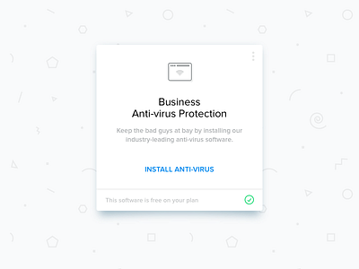 Dashboard Widget Card antivirus card card design icon shadow simple software white widget widget design