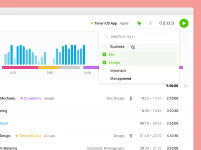 Tags app filter list tracker ui web