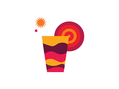 Hot summer night art cocteil drink hot icon illustration logo red stars summer symbol