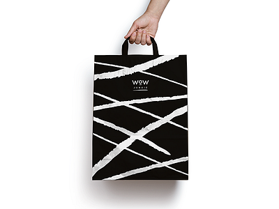 Wow Junkie Paper bag bag black and white branding brush logo mock up packaging pattern promo texture wow