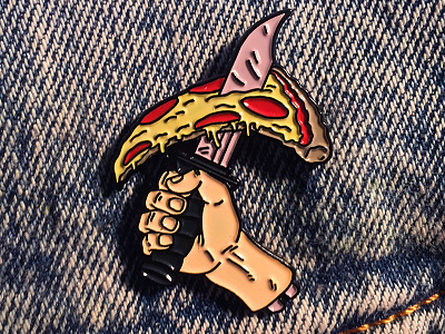 Pizza Warrior Enamel Pin cartoons enamel pin food illustration lapel pins pepperoni pins pizza pizza party soft enamel