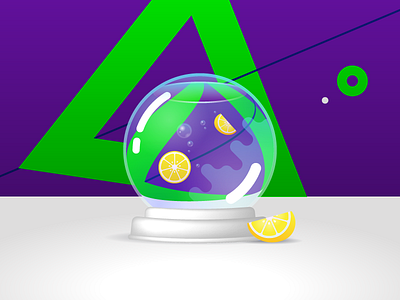 Fresh snow globe illustration colors fresh green illustration lemon purple snow globe water