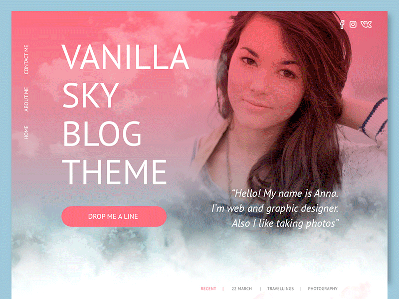 Vanilla Sky blog (GIF) blog landing romantic vanilla web web design webpage