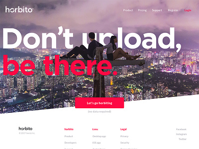 horbito website bold clean landing red redesign website white