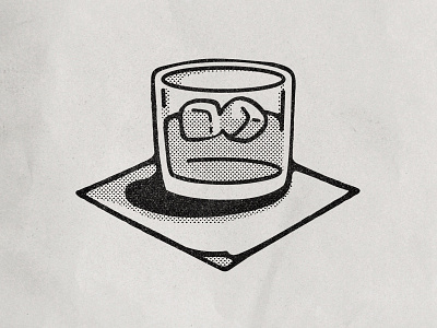 On The Rocks cocktail halftone illustration sketch spotillustration