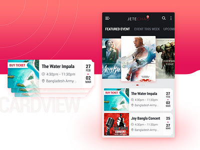 Jete Chao - online platform to buy event's ticket android app event ios list search slider ticket ui ux