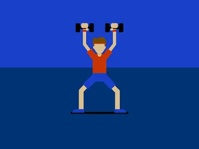Boy in gym blue boy character crossfit dumbbells fitness flat gym shape layers sport workout