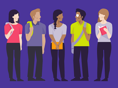 Group of Students character diversity figure people standing students university