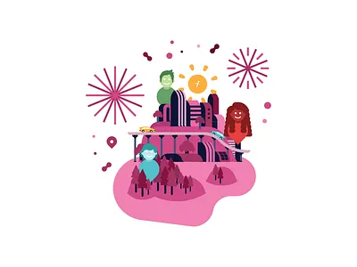Life is a Highway business city confetti fireworks flat forrest highway illustration people pink popular vector