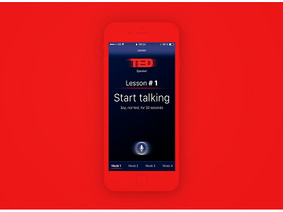 Ted app red speaker talking ted ui ux