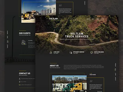 VOLTLAM - a truck services landing page concept cargo home landing page transport truck ui web website