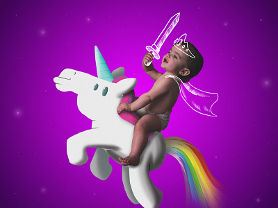 Baby Birthday birthday illustration invitation princess purple rainbow sword unicorn