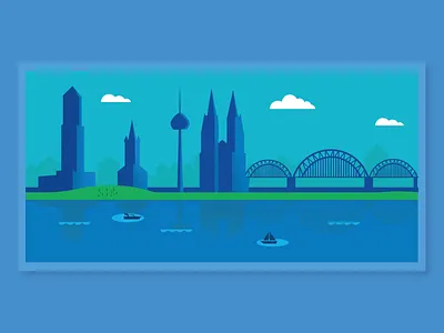 Cologne Cathedral - Material Design Illustration/Scenery beautiful bluecolors cathedral cologne darkcolors design illustration material samy scenery