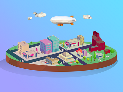 Poly City city colors design flat illustration low poly web