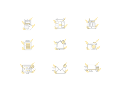 Happy Bird Icons bird branding design gray happy icons identity line yellow