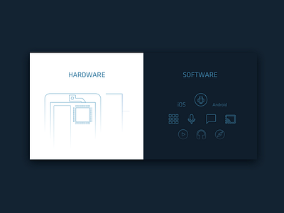 Hardware & Software blue icons illustration ui web