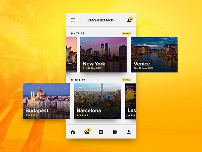 Mobile Travel Dashboard UI cards dashboard flight globe ios mobile new york profile travel ui vacation world