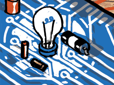 Circuit Board sketch crop - lightbulb circuit drawing electricity illustration isometric light bulb technology