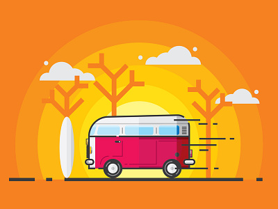 Kombi design flat icon illustration kombi user interface