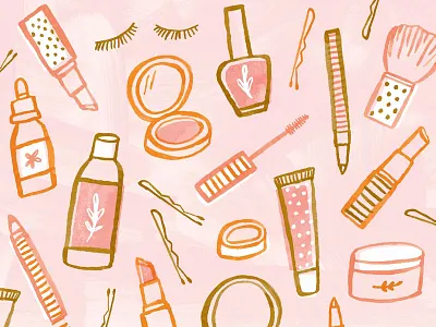 Petit Vour Pattern beauty illustration makeup pattern pattern design pink vegan