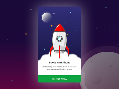 Clean and Boost Mobile Application app application boost clean dribbble inspiration mobile moon rocket