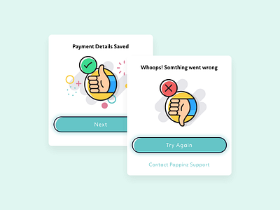 Poppinz | Successful and Unsuccessful Modal app button error illustration interface ios ui vector web