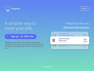 Fintech UI/UX - Landing Page app fintech grid hedgehog landing page ui ux