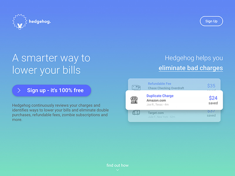 Example of Fintech UI/UX - Landing Page