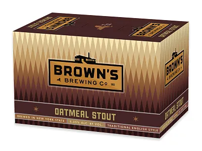 Brown's Oatmeal Stout 6-pack box albany beer brand colorful craft identity packaging troy typography