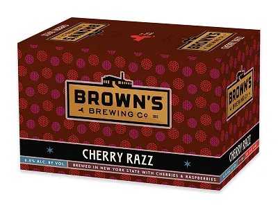 Brown's Cherry Razz 6-pack box albany beer brand colorful craft identity packaging troy typography