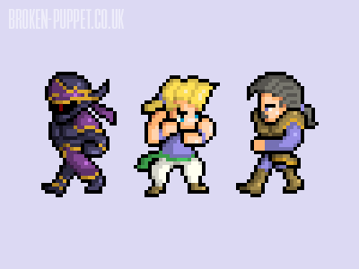 #14 Phantom Train Party | Can't wage war on an empty stomach! aseprite cyan ffvi final fantasy vi finalfantasyvi pixel pixel art pixelart sabin shadow