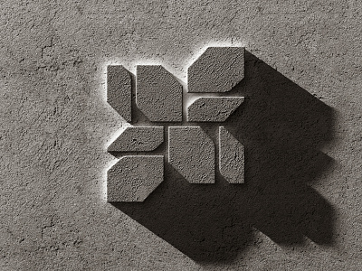 Rock Flower 3d concrete long shadow rock stone