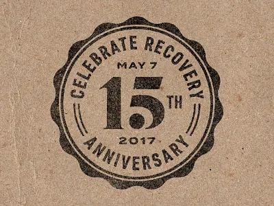 15th Anniversary Stamp 15 anniversary badge cardboard circle coffee ink seal sleeve stamp