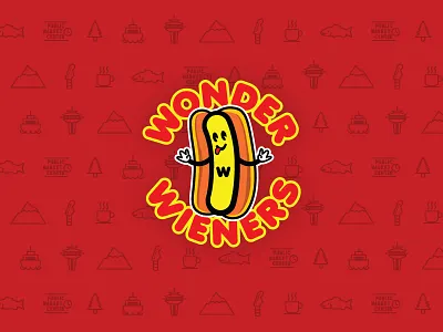 Wonder Wieners Branding branding hotdog icons logo seattle