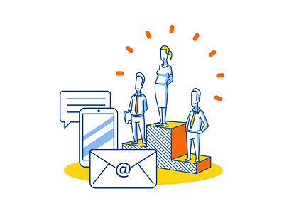 StartMonday Illustration 2 envelope illustration lines people phone podium startmonday