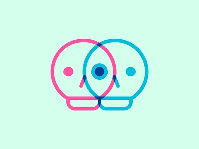 Two Skeletons blue line logo multiply overlay pink simple skeletons skulls two skeletons wip