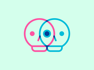 Two Skeletons blue line logo multiply overlay pink simple skeletons skulls two skeletons wip