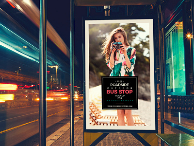 Free Roadside Outdoor Bus Stop Billboard MockUp billboard mock up free mock up mock up