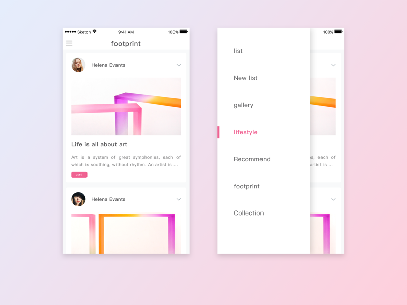 sidebar art fashion gradient interactive list sidebar ui