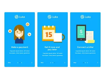 Luka's Onboarding app financial introscreen onboarding sign tour ui ux walktrought