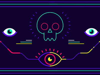 Hypnotize 2d eye eyes fluo graphics lifework neon outline rub scull