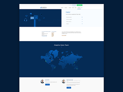 Contact Us Page adaptiva blue contact flat gradient grid illustration interactive map ui ux web