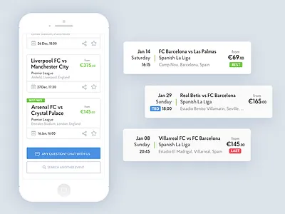 TicketService. UI elements football mobile ticket ui ux