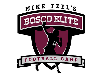 Bosco Elite Football Camp Logo black brand design grey identity illustrator logo maroon orange sports vector