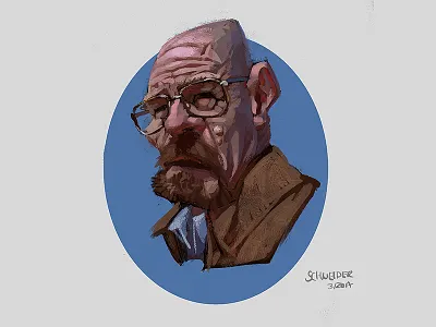 Walter White Sketch breaking bad bryan cranston caricature character illustration mustache painting photoshop sketch sketchbook