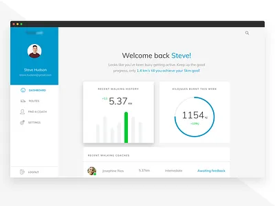 Member Activity Dashboard community concept counter dashboard health healthy member progress steps user walking