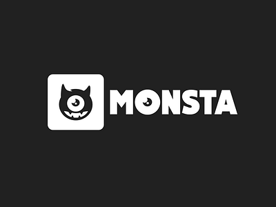 Monsta black branding cute eye horns monster white