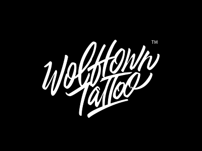 Wolftown Tattoo branding calligraphy custom hand lettering hand writing lettering logo logotype sketch tattoo typerface typography