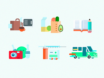 ICONS ai book cam food medicine office pencil vector
